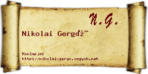 Nikolai Gergő névjegykártya